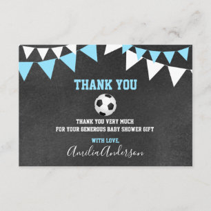 Baby shower bleu de GARÇON du FOOTBALL de MERCI de