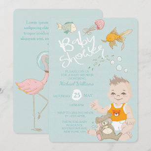 Baby shower Bleu Invitation de mermaid Ocean Boy