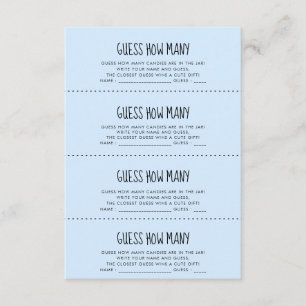 Baby shower bleu mignon Devinez combien de cartes 