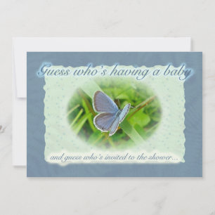 Baby shower Bleu Papillon Invitation
