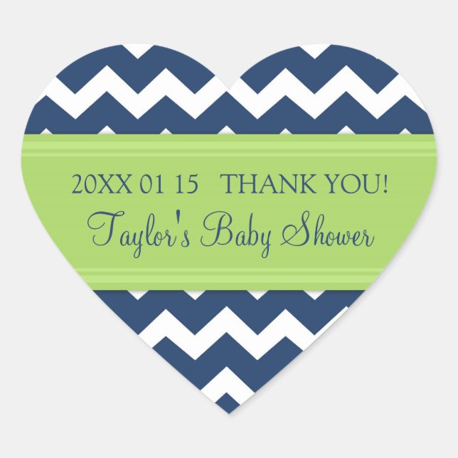 Baby shower bleu vert Chevron Favoriser Stickers (Devant)