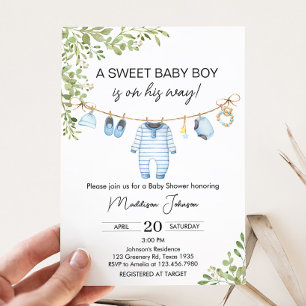 Baby shower Blue Baby Clothes Invitation