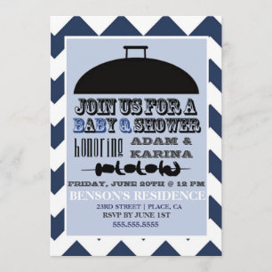 Baby shower Blue Barbecue BabyQ Invitation