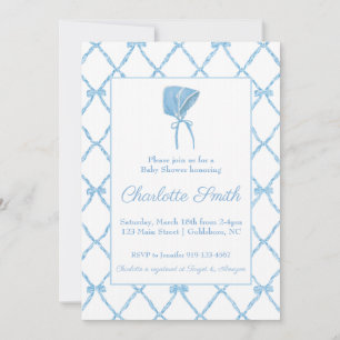 Baby shower Blue Bow Trellis Invitation