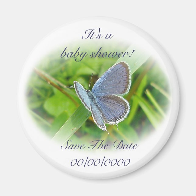 Baby Shower Blue Butterfly Save The Date Magnet (Vorne)