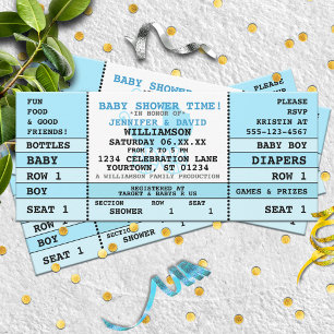 Baby Shower Blue Concept Ticket Einladung