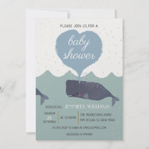 Baby shower Blue Cute Whale Invitation