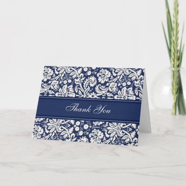 Baby shower Blue Damask Hostess Merci (Devant)