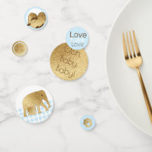 Baby Shower Blue Gold Elephant