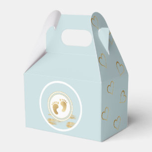 Baby Shower Blue Gold Hearts Fevor Box Geschenkschachtel