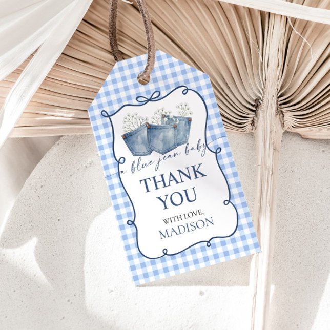 Baby Shower Blue Jean Gift Tag Geschenkanhänger (Von Creator hochgeladen)