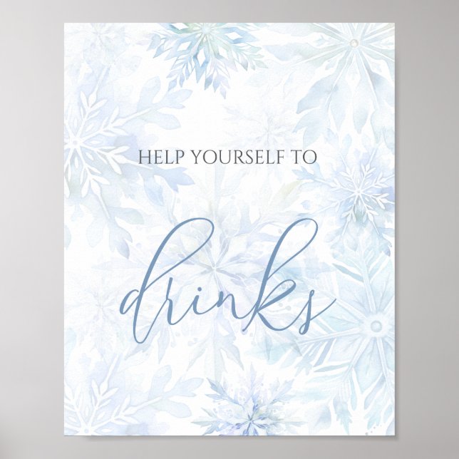 Baby Shower Blue Snowflake Drinks Poster (Vorne)