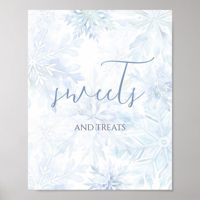 Baby Shower Blue Snowflake Sweets and Treats  Poster (Vorne)