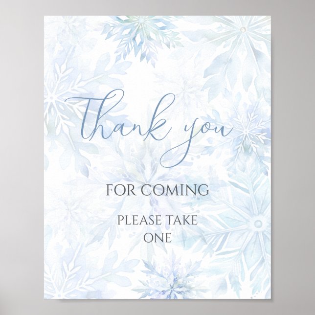 Baby Shower Blue Snowflake Thank You for Coming  Poster (Vorne)