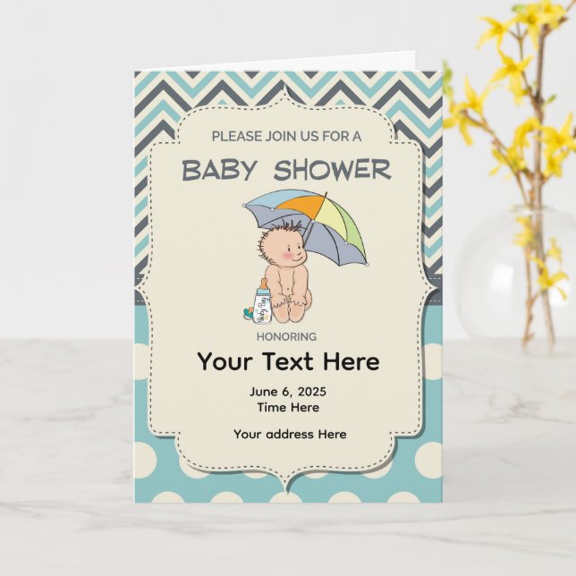 Baby Shower Blue Yellow Invitation (Fleur jaune)