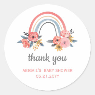 Baby-Shower-Blumen-Regenbogen-Dankeschön-Geschenk Runder Aufkleber