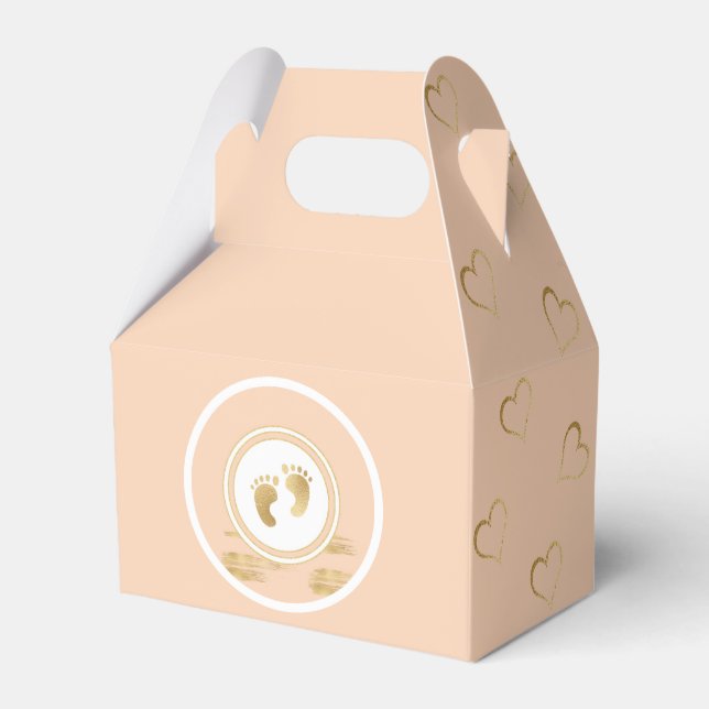 Baby Shower Blush Gold Hearts Fevor Box Geschenkschachtel (Vorderseite)