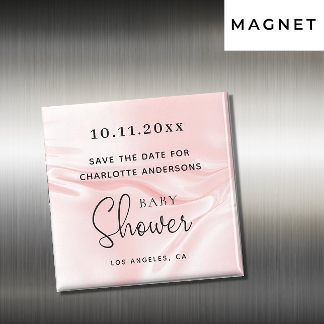 Baby Shower blush pink silk satin save the date Magnet (Von Creator hochgeladen)
