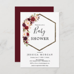 Baby shower Boho Burgundy Carte d'invitation