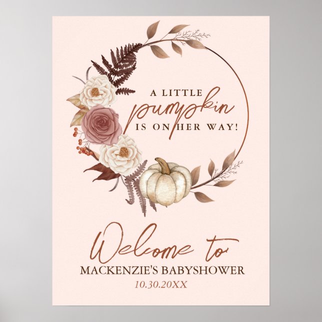Baby shower Boho Citrouille Girl Fall Affiche de b (Devant)