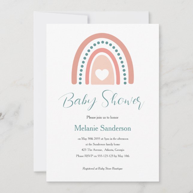 Baby Shower Boho Rainbow Einladung (Vorderseite)