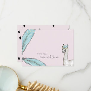 Baby shower Boho Rose Llama Dots Merci Note