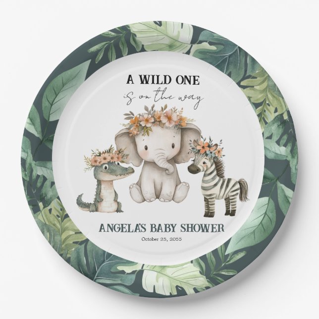 Baby Shower Boho Safari Pappteller (Vorderseite)