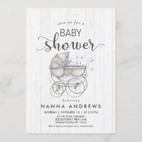 Baby shower Bois blanc & Carriage Boy Invitation