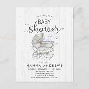 Baby shower Bois blanc & Carriage Boy Invitation