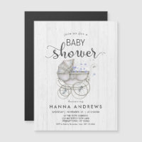 Baby shower Bois blanc & Carriage Boy Invitation
