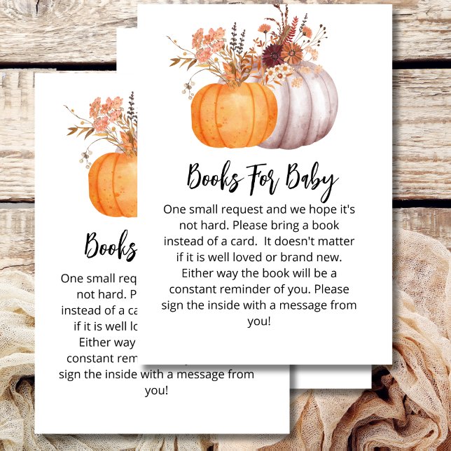 Baby shower book fall pumpkin rustic brown floral begleitkarte (Von Creator hochgeladen)
