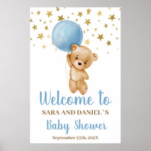 Baby shower Boy Bear Affiche de bienvenue