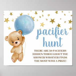 Baby Shower Boy Bear Schnuller Jagdzeichen Poster