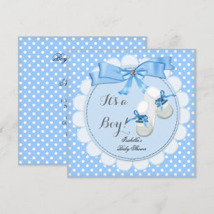 Baby Shower Boy Blue Niedlich Blue Hinterns Schuhe Einladung