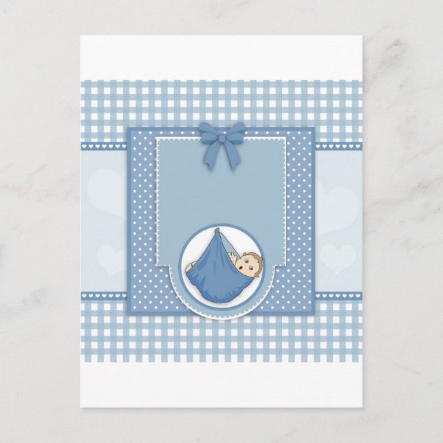 Baby Shower Boy Blue Pattern Party Kinderzimmer Ar Einladungspostkarte (Vorderseite)