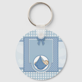 Baby Shower Boy Blue Pattern Party Kinderzimmer Ar Schlüsselanhänger
