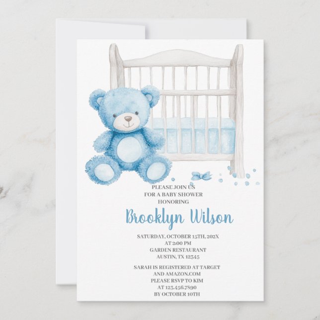 Baby Shower Boy Elephant Invitation Einladung (Vorderseite)