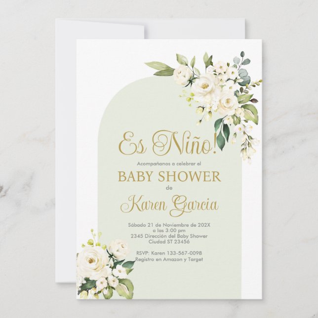 Baby shower Boy Espagnol Invitation (Devant)