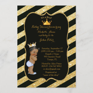 Baby Shower BOY, goldene Streifen, schwarzes Gold  Einladung