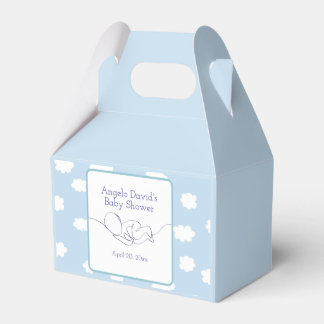 Baby Shower Boy Line Art mit Blue Sky und Wolken Geschenkschachtel
