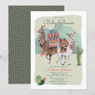 Baby Shower Boy   Llamas & Cactus   Aufforderungen Einladung