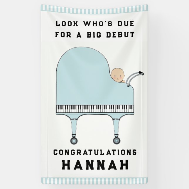 Baby Shower Boy Music Theme Banner (Vertikal)