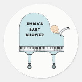 Baby Shower Boy Music Theme Runder Aufkleber