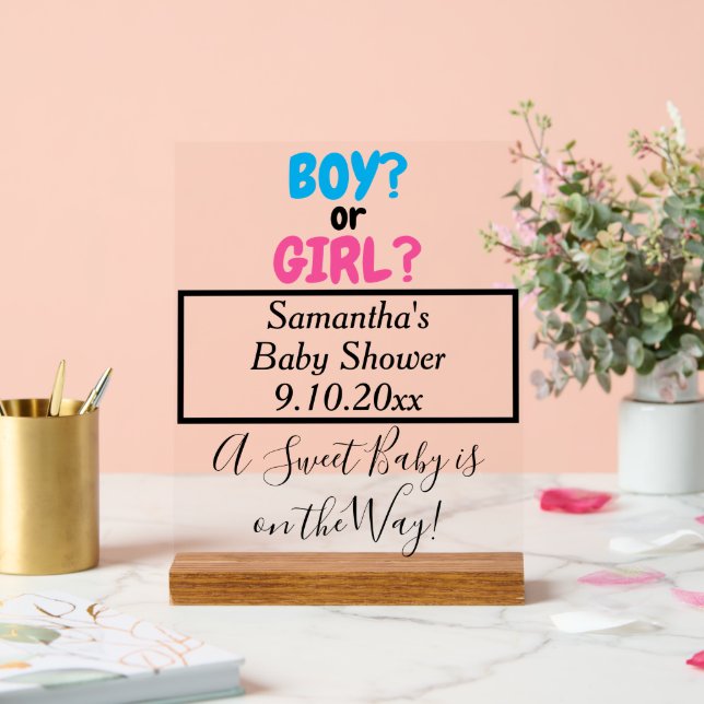 Baby Shower Boy oder Girl-Mama zum Namen Acrylschild (Hochzeit)
