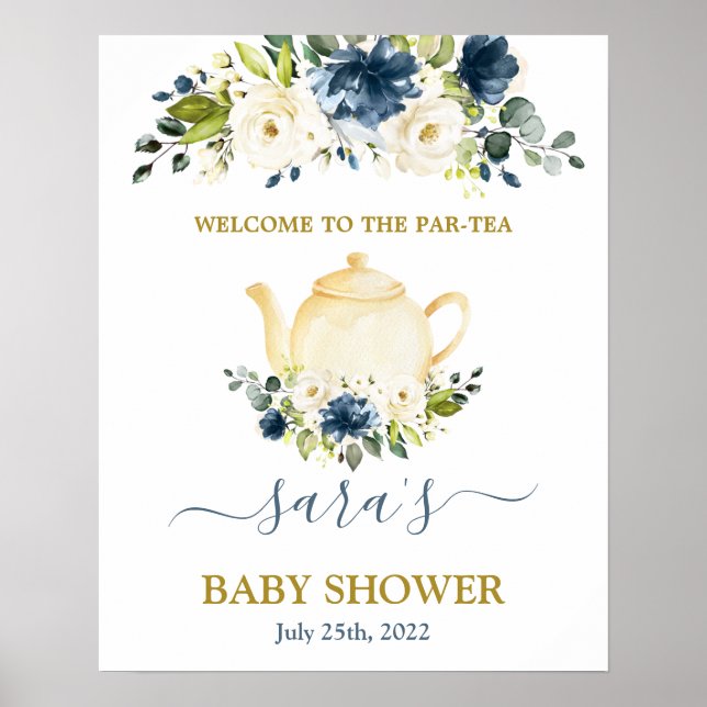 Baby Shower Boy Par-Tee Begrüßungszeichen Poster (Vorne)