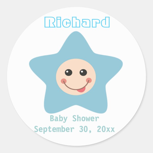 Baby shower Boy Sticker Invitation (Devant)