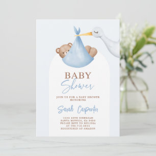Baby Shower Boy Stork Einladung