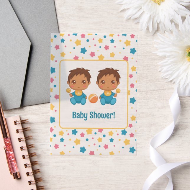 Baby Shower Boy Twins Stars Dunkle Beilage (Hochzeit)