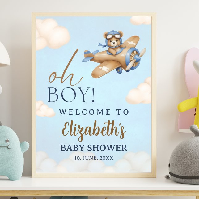 Baby Shower Boy with Adorable Pilot Teddy Bear Poster (Von Creator hochgeladen)