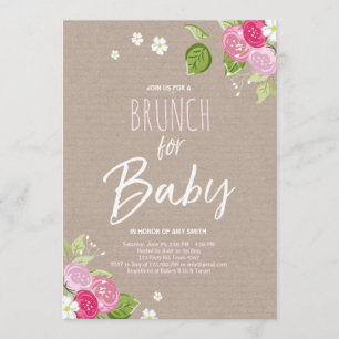 Baby shower brunch invitation Floral Rustic Pink